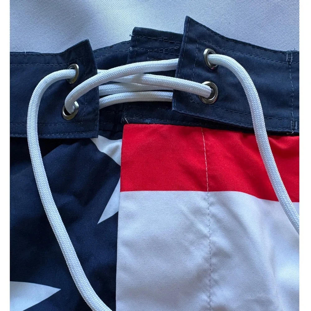 St Johns Bay Mens American Flag Swim Shorts Stars Stripes Red White Blue  NEW - Picture 4 of 11